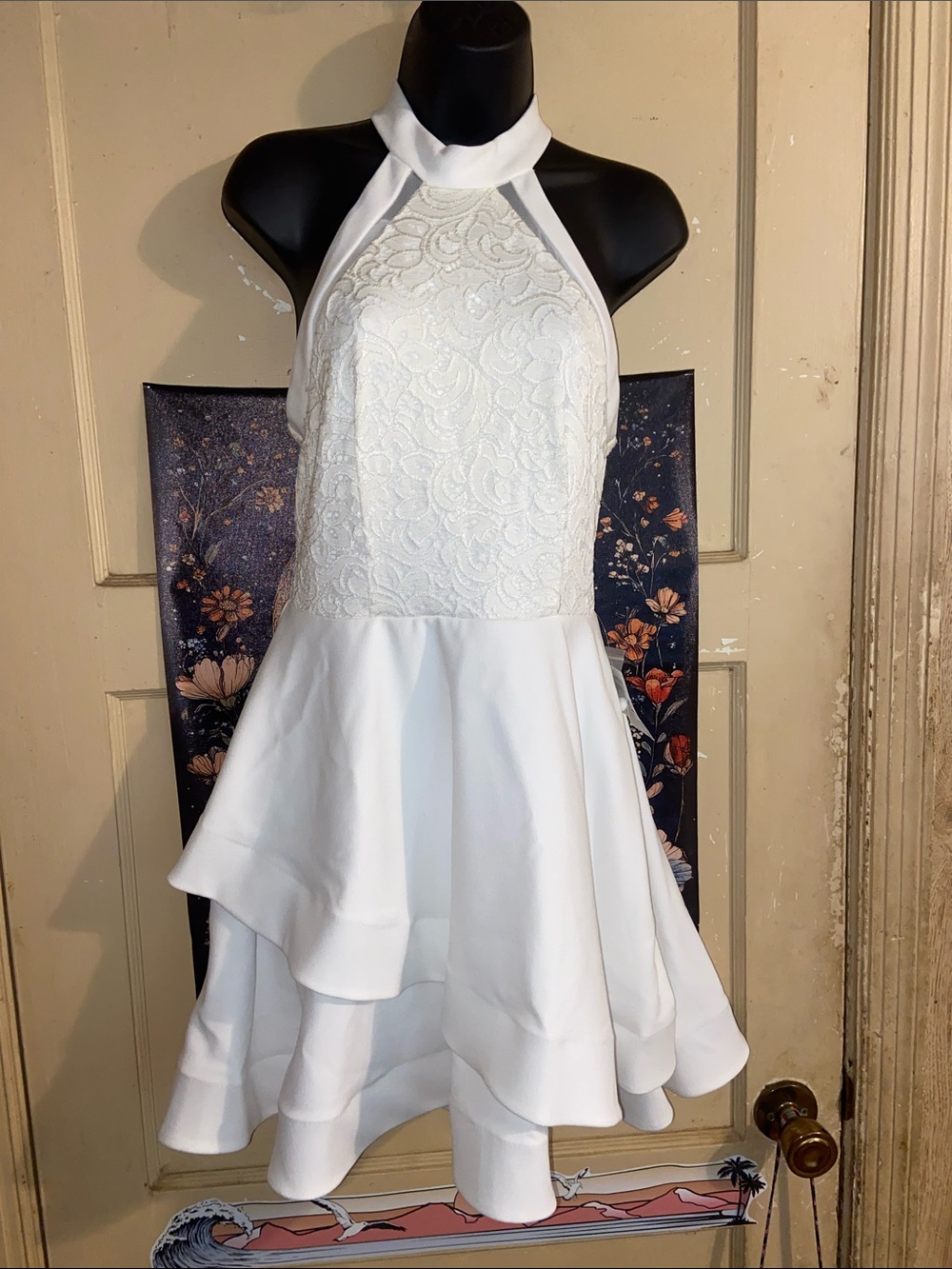 STUNNING WHITE LACE FLARE DRESS B Darlin NWT 11/12